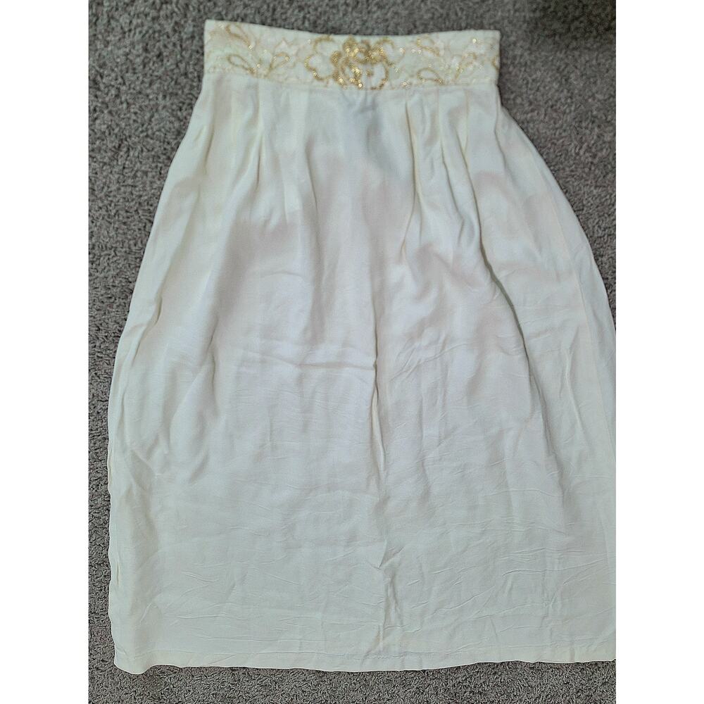 Addiction Vintage White Cream Gold Skirt Size 3